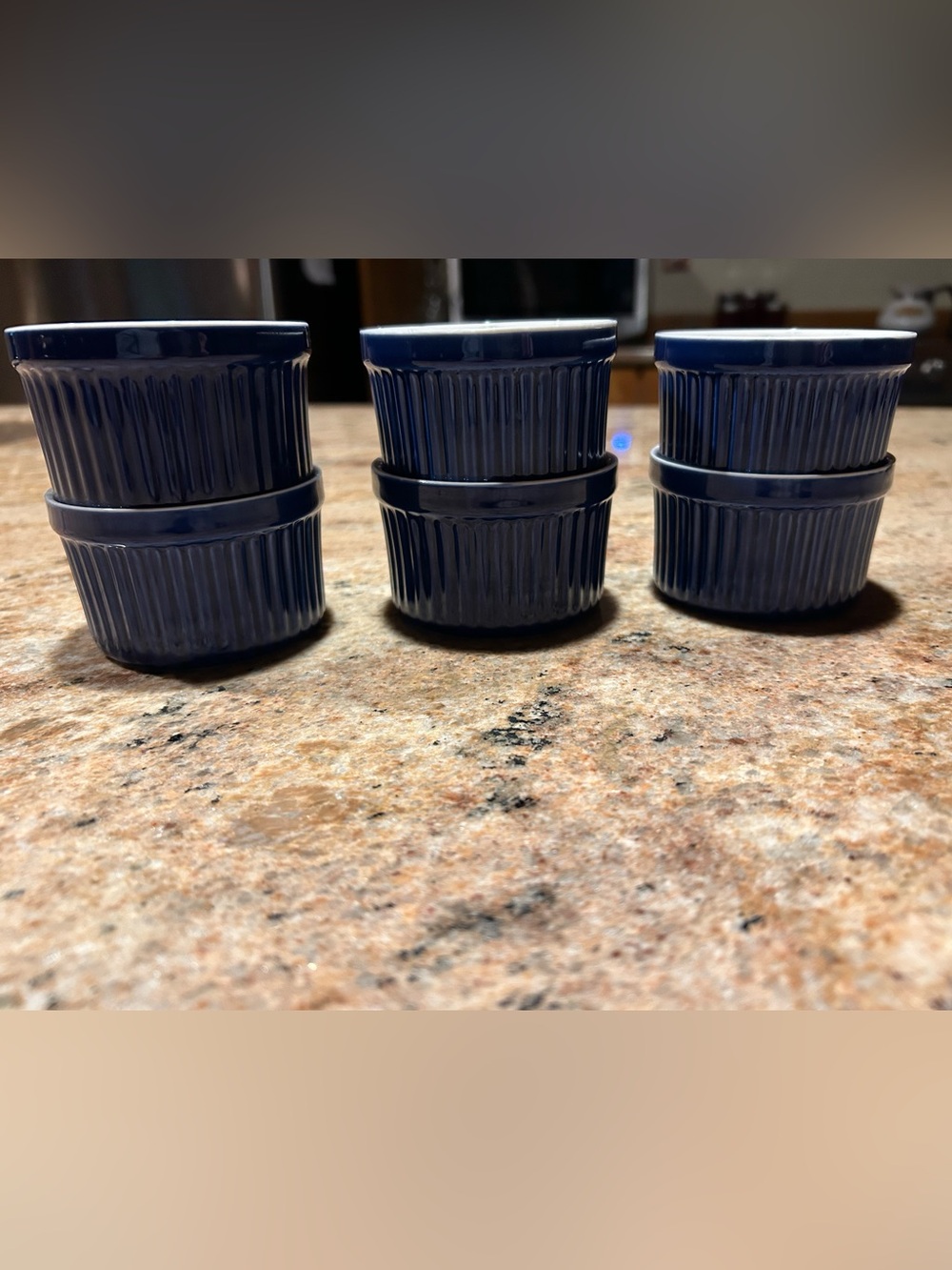 Cobalt Blue Set of 6 Dansk Bistro Christianshavn Ribbed Fluted Ramekins
6oz  3x3